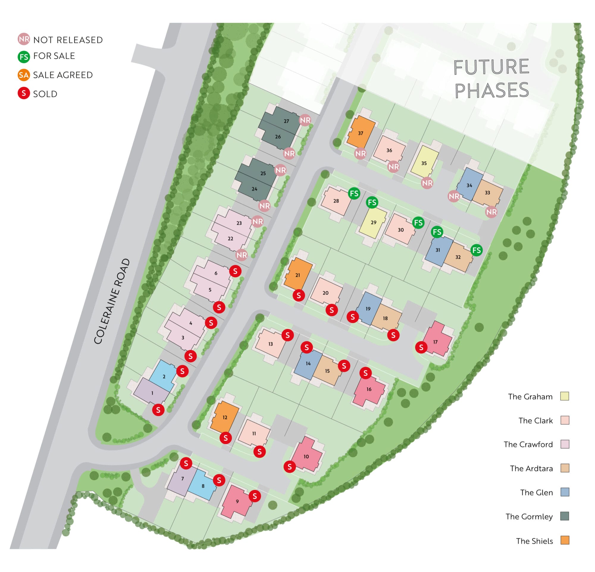 A sitemap of the Blackberry Hill development in Maghera